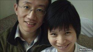 Hu Jia and his wife Zeng Jingyan. File photo