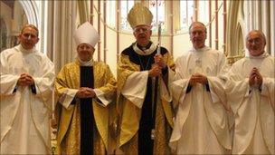 Father David Elliott, Monsignor Keith Newton, Bishop Crispian Hollis, Father Jonathan Redvers Harris and Father Graham Smith.