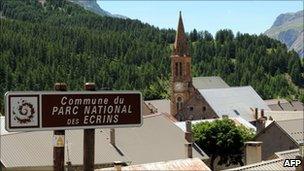 Villar-d'Arene village, close to the scene of the accident in the French Alps, on Sunday