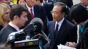 Robert Peston speaks to Wen Jiabao at Longbridge