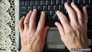 Hands on computer keyboard