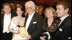 Seamus Heaney and family at Nobel ceremony