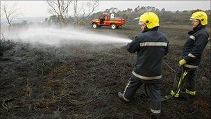 Fire on heath in Dorset