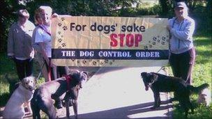 Dog walkers from the Stop the Dog Control Order group