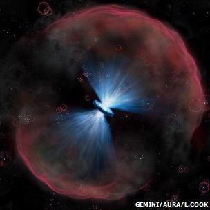 Artist's impression of a quasar (Gemini Observatory/AURA by Lynette Cook)