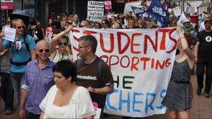 Teachers and public sector workers march in Ipswich