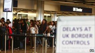 Queues at Border Control at Heathrow Airport