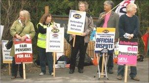 Picket line outside Wrexham tax office