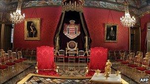 The room in Monaco's palace where the civil ceremony of the royal wedding of Prince Albert II and Charlene Wittstock was held