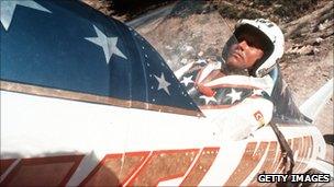 Evel Knievel at the Grand Canyon in1974