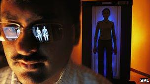 Going through a body scanner