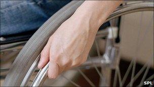 Wheelchair user's hand