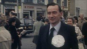 Sir Oliver campaigning in east Belfast in 1979