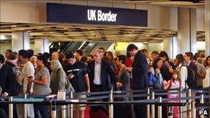 Passengers arriving at a UK border check