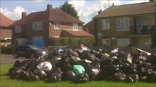 Rubbish piled up in the Shirley Warren area of Southampton