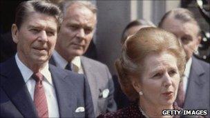 Ronald Reagan with Margaret Thatcher