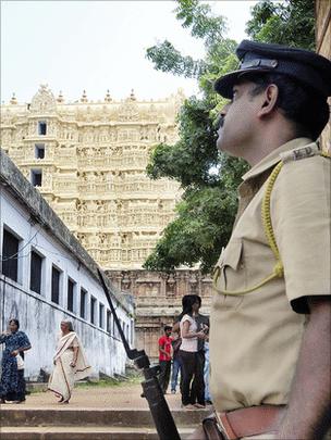 Security outside the Sree Padmanabhaswamy temple