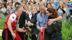 Prince William hugs his wife