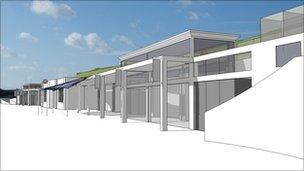 Artists' impression of the Lyme Regis Marine Beach Shelters