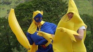 Trust staff in banana costumes