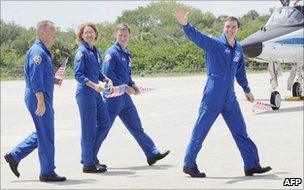 Crew arrives at Kennedy (AFP)