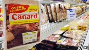 Meat on sale in a French supermarket - file pic