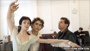 Natalia Osipova and Ivan Vasiliev rehearse with Peter Schaufuss (right) Photo: Tristram Kenton