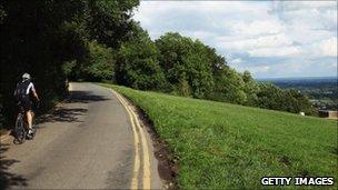 Cyclist on Box Hill