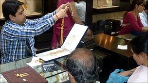 A gold jewellery shop in India