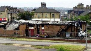 The gutted remains of Manningham Ward Labour Club in Bradford