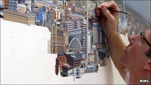 Ben Johnson working on the Liverpool Cityscape