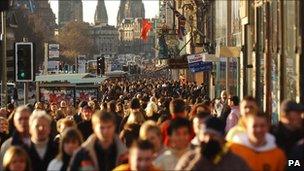 Shoppers on Princes Street, Edinburgh