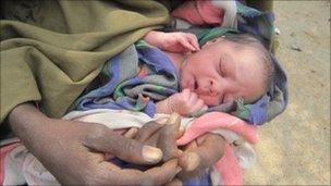 One-day-old Iisha, born under an acacia tree near Liboi