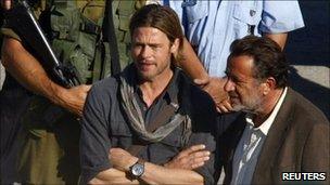 Brad Pitt on the set of World War Z in Valleta in Malta