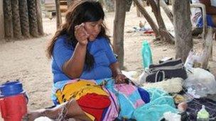 Ayoreo woman sewing