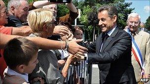 French President Nicolas Sarkozy on walkabout