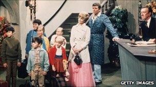 The Brady Bunch cast in a still from the television show