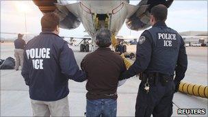 Pedro Pimentel Rios taken to a plane Mesa, Arizona, by US officials