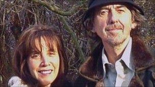 Olivia and George Harrison and his wife Olivia