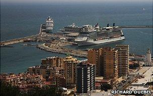 Cruise ship in Malaga harbour