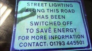 Swindon street lighting sign