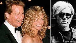 Ryan O'Neal, Farrah Fawcett and Andy Warhol