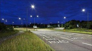 The new LED street lights in action