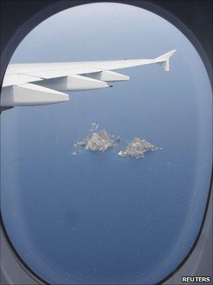 view of the islands from Korean Air plane