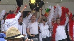 Performers on stage at Bristol Pride 2011