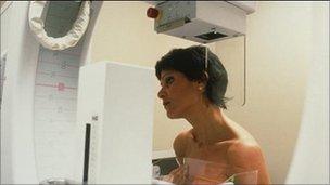 Women having a mammogram