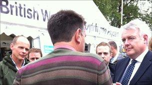 Protesters confronted Carwyn Jones at the Royal Welsh Show on Monday