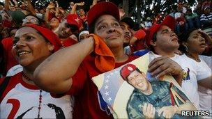 Chavez supporters in Caracas 5 July 2011