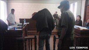 One of Juan Rivera's traffickers in court in Cochabamba. Photo: Los Tiempos newspaper