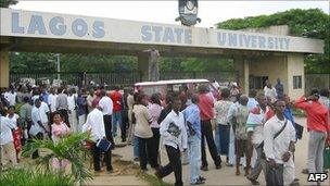 Students gathered at Lagos State University